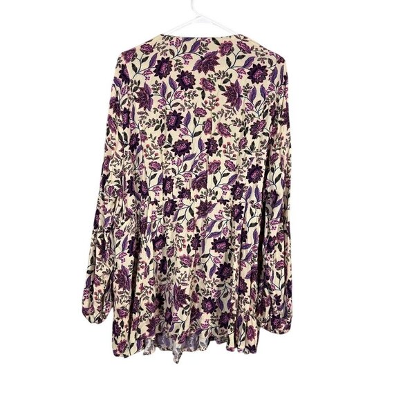 Torrid Floral Boho Top 3X Yellow Hippie Indie Western Peasant Retro Feminine 80s - Picture 7 of 10